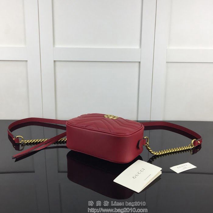 GUCCI古馳 新款 專櫃品質 原單 448065 大紅 女款 鏈條單肩斜挎包HY1436